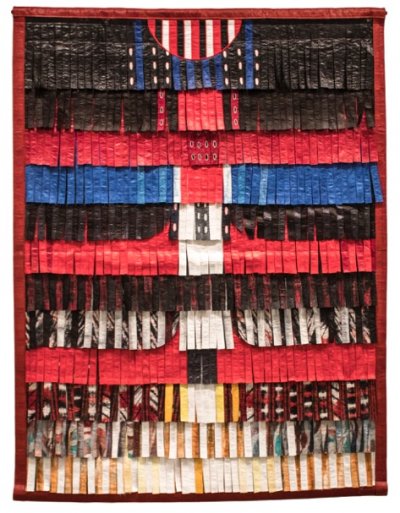 Abdolulaye Konaté, Composition rouge, noir et blanc plus bleu, 2016 