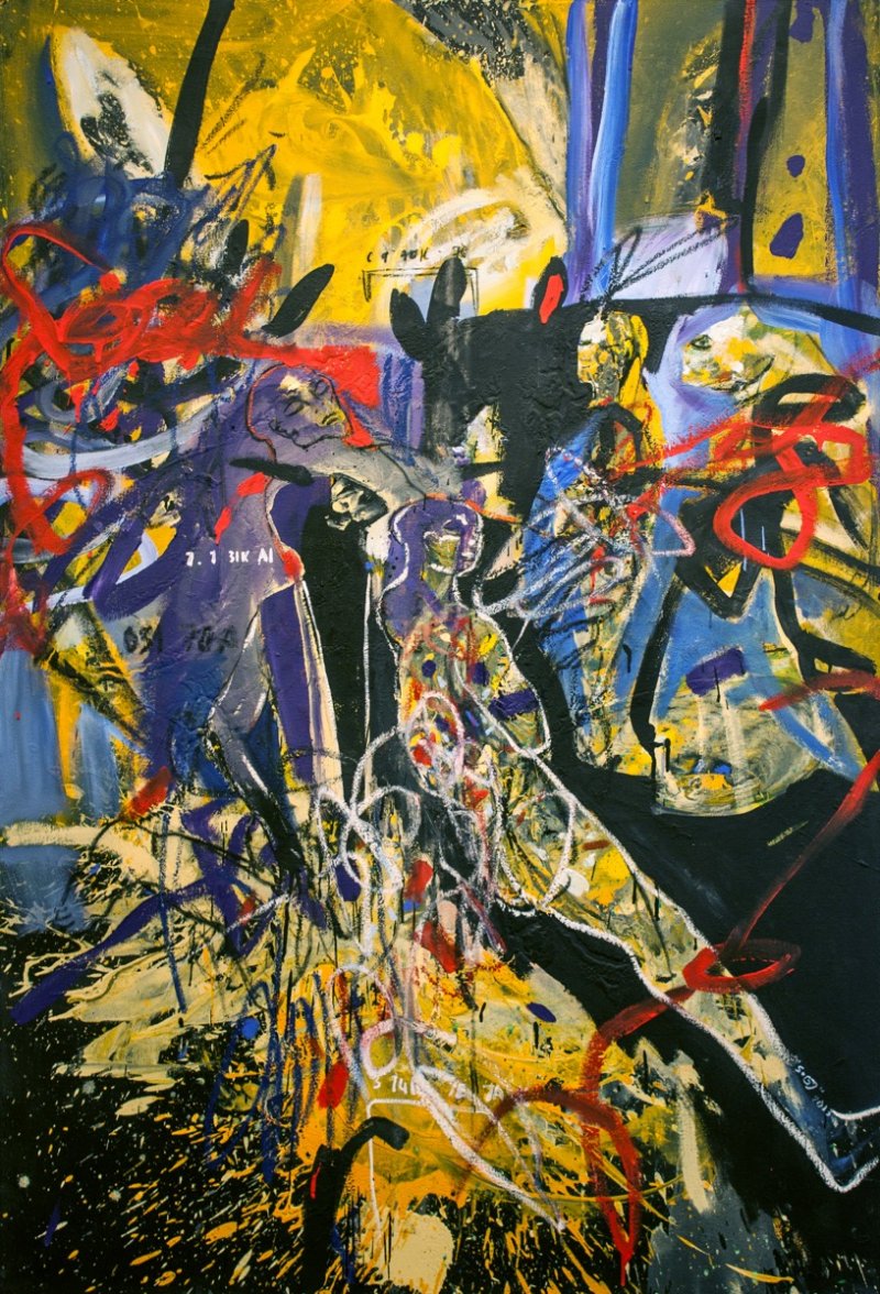 S. Cissè - Les amoreux - Acrylic and pastel on canvas - 2013