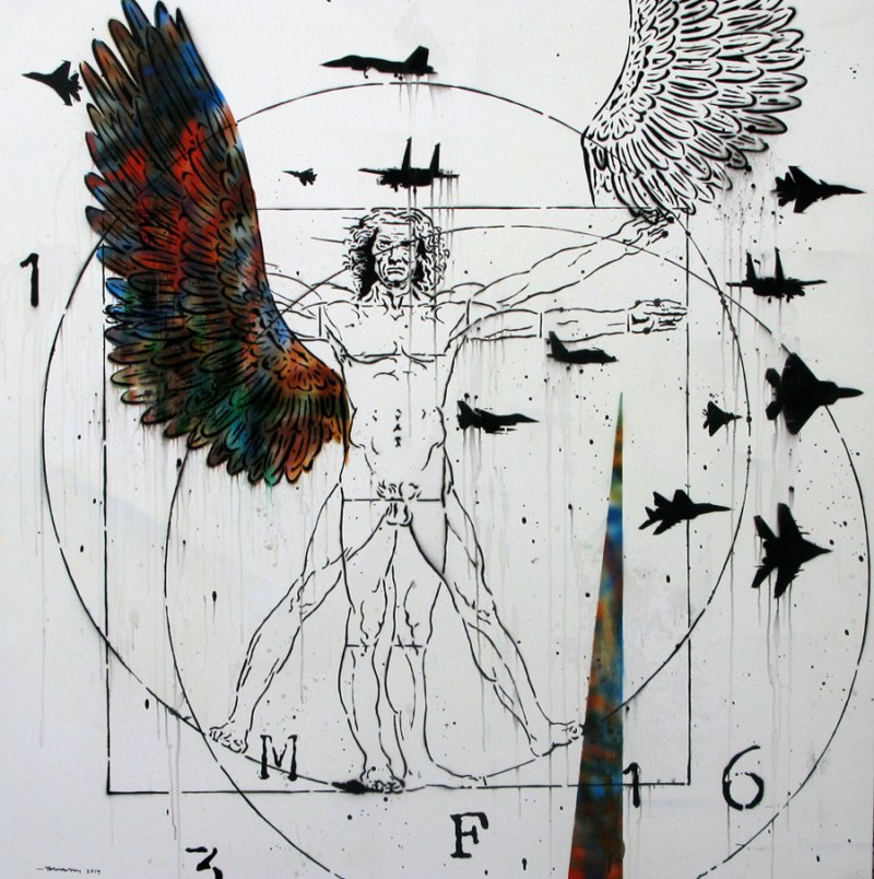 F. Siki - I just wanna be an f16 - spraypaint on canvas - 2014