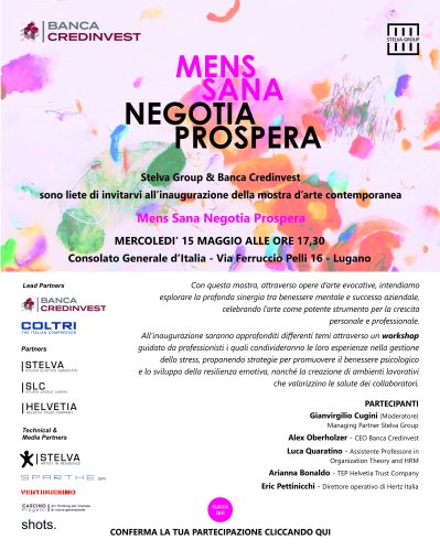 "MENS SANA NEGOTIA PROSPERA", MOSTRA D’ARTE CONTEMPORANEA 