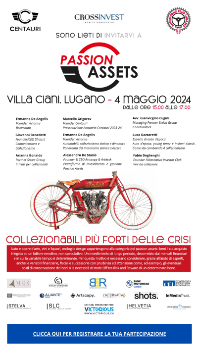 Workshop "PASSION ASSETS" - 4 Maggio 2024, ore 15:00