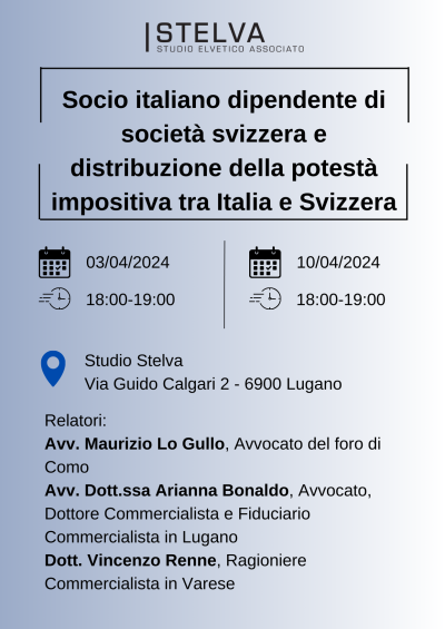 Webinar "SOCIO ITALIANO DIPENDENTE DI SOCIETA