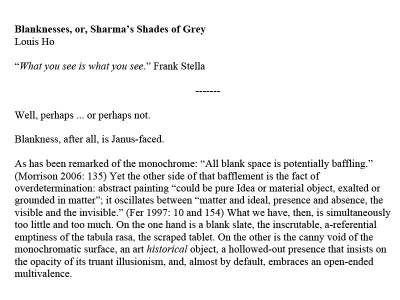 Blankness, or, Sharma's Shades of Grey